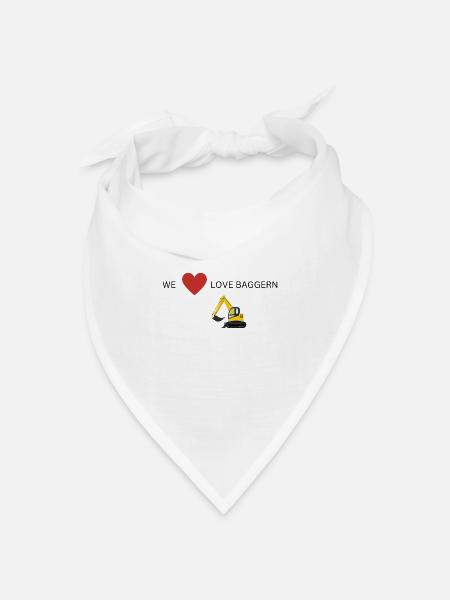 Baggern - Bandana Dreieckstuch - Weiß