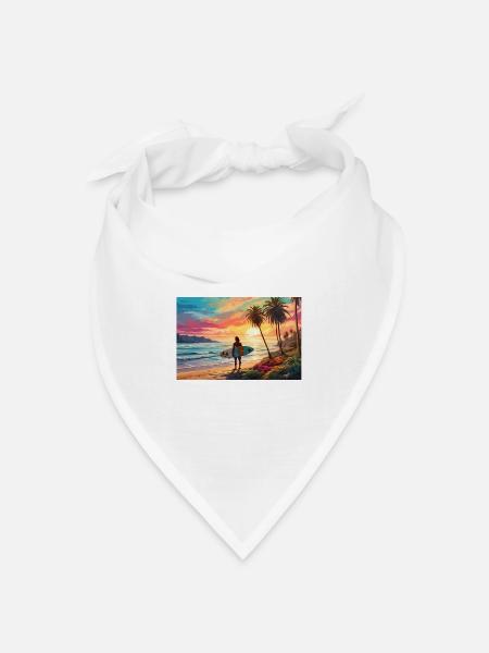 Surfen & Wellen - Bandana Dreieckstuch - Weiß