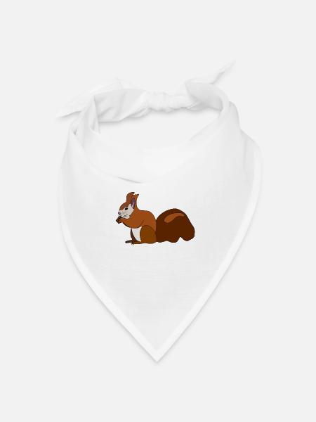 Eichhörnchen mit Nuss - Bandana Dreieckstuch - Weiß