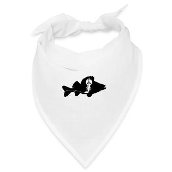 Barsch mit Creature Bait - schwarz - Bandana Dreieckstuch - Weiß - Vorne