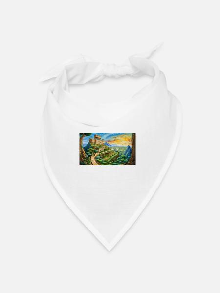 wunderschöne mythische Orte – die Hängenden Gärten - Bandana Dreieckstuch - Weiß