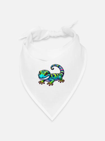 Gecko - Bandana Dreieckstuch - Weiß