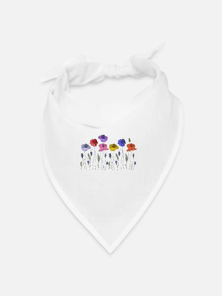 Blumen - Bandana Dreieckstuch - Weiß