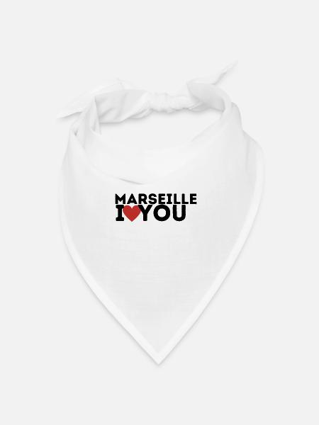 Marseille Ich liebe dich - Bandana Dreieckstuch - Weiß