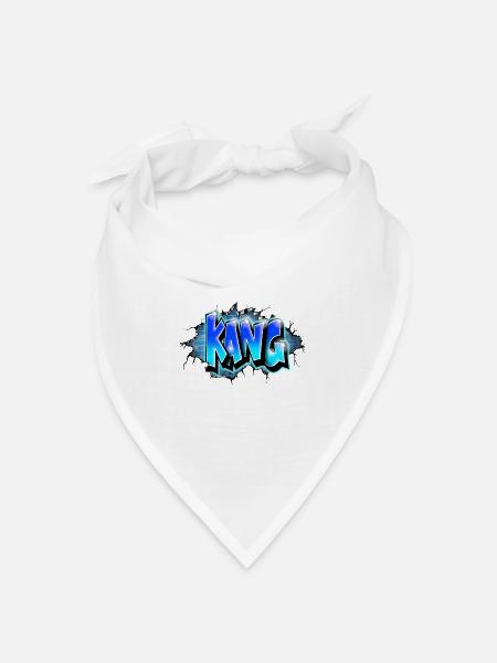 KANG GRAFFITI NAME PRINT Blau - Bandana Dreieckstuch - Weiß