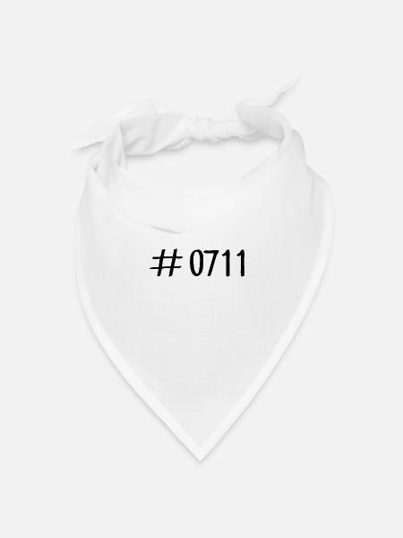 #0711 Hashtag 0711 Vorwahl Stuttgart Neckar - Bandana Dreieckstuch - Weiß
