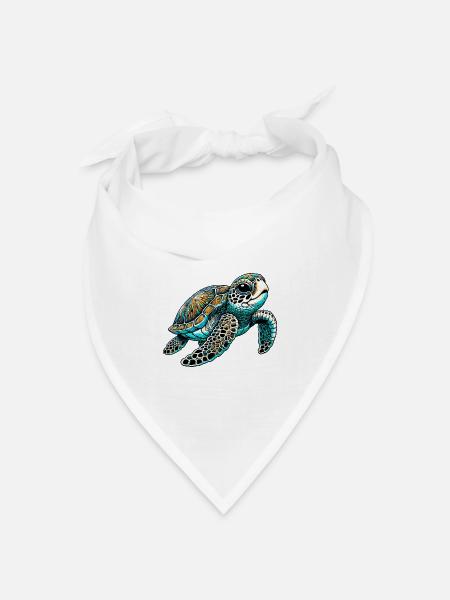 Schildkröte - Bandana Dreieckstuch - Weiß