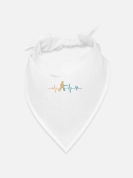 Retro Feuerwehrmann Herzschlag - Bandana Dreieckstuch - Weiß