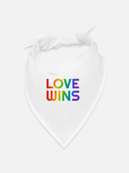 Liebe gewinnt Regenbogen LGBTQ schwul - Bandana Dreieckstuch - Weiß