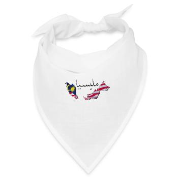 Malaysia Flagge in der Malaysia Landkarte MY - Bandana Dreieckstuch - Weiß - Vorne