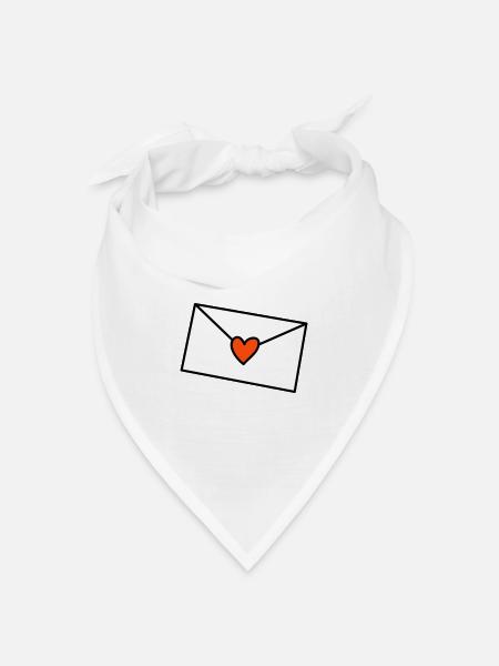Brief Herz dreifarbig - Bandana Dreieckstuch - Weiß