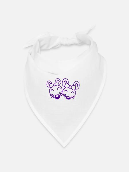 2 Mäuse Freundinnen Paar Zwei Frauen Girls Team - Bandana Dreieckstuch - Weiß