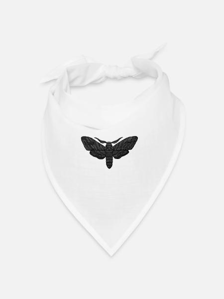 Black Moth – mystisches Stickmuster - Bandana Dreieckstuch - Weiß