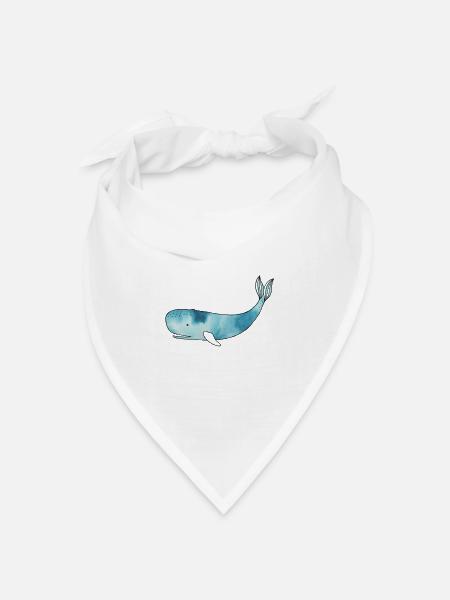Watercolor Whale - Bandana Dreieckstuch - Weiß