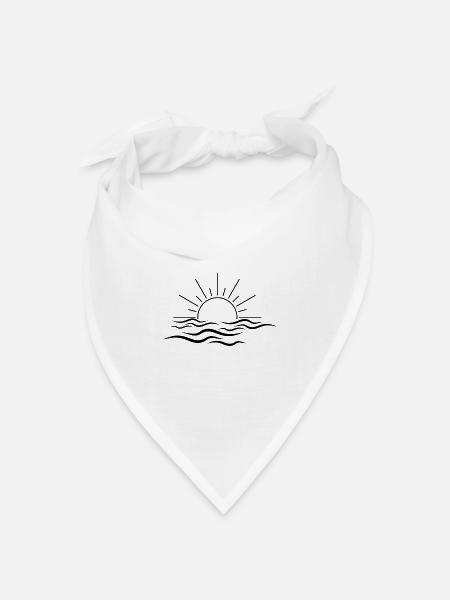 Sonne und Welle - Bandana Dreieckstuch - Weiß