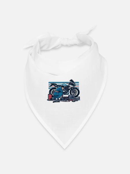 武士 メカニック Samurai Mechaniker - Bandana Dreieckstuch - Weiß