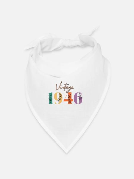 Jahrgang 1946 Blumen - Bandana Dreieckstuch - Weiß