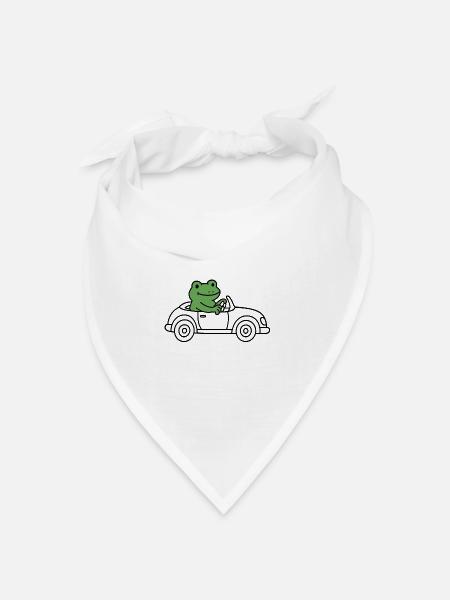 Frosch im Auto - Bandana Dreieckstuch - Weiß