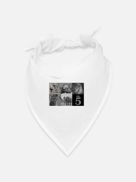 Afrikas Big 5 - Bandana Dreieckstuch - Weiß