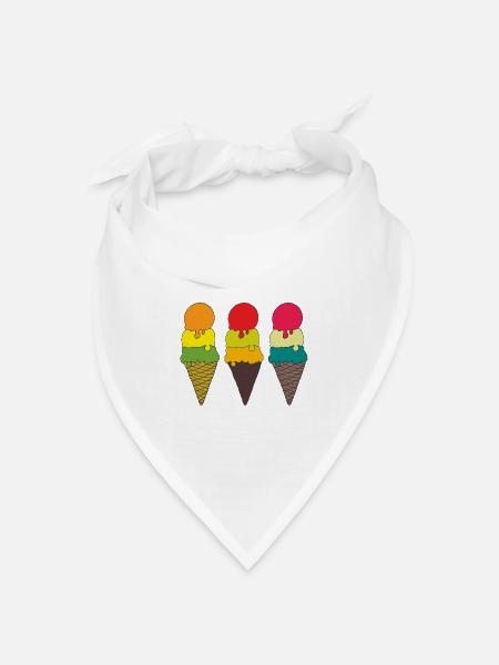 Bunte Eistüten Illustration - Bandana Dreieckstuch - Weiß