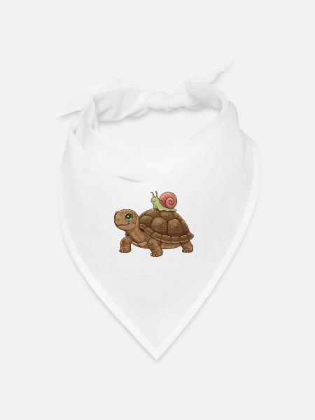 schnecke-reitet-schildkroete-team-langsam-lusti - Bandana Dreieckstuch - Weiß