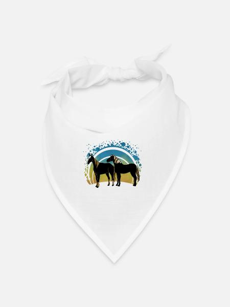Pferde - Bandana Dreieckstuch - Weiß