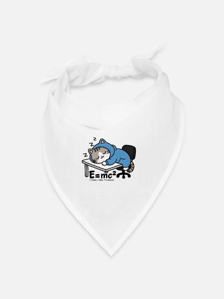 E = mc² - Schlafkatze im blauen Pyjama - Bandana Dreieckstuch - Weiß