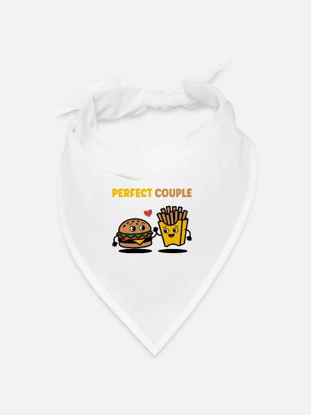 Perfect Couple Burger and Fries Cute Design - Bandana Dreieckstuch - Weiß