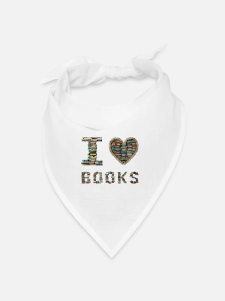 Ich liebe Bücher / Bücherfan - Bandana Dreieckstuch - Weiß