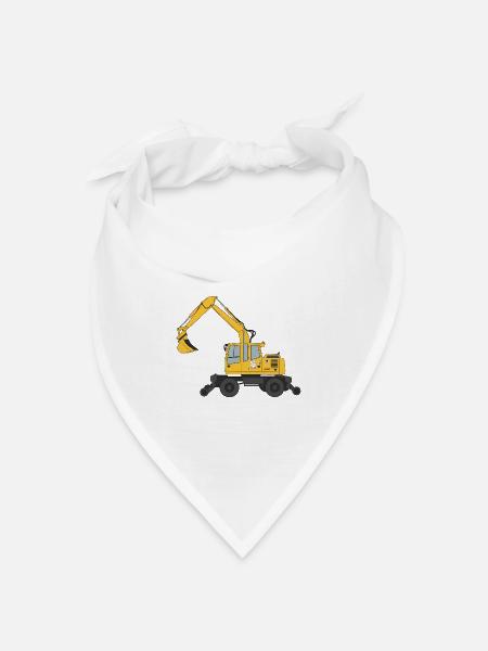 Zweiwegebagger Bagger Gleisbau - Bandana Dreieckstuch - Weiß