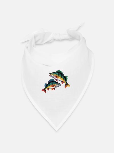 Zwei Barsche - Bandana Dreieckstuch - Weiß