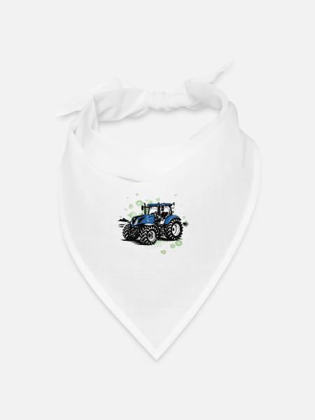 Blauer Traktor – Vintage Halftone Trekker - Bandana Dreieckstuch - Weiß