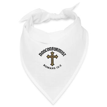 Christlich-nonkonformistische Römer 12,2 Goldenes Kreuz - Bandana Dreieckstuch - Weiß - Vorne