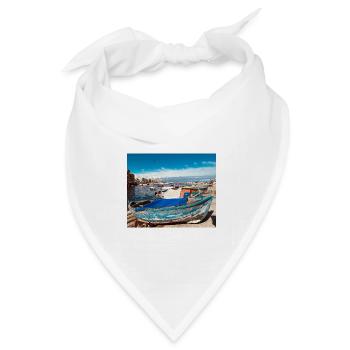 Blaue Boote im Hafen - Bandana Dreieckstuch - Weiß - Vorne