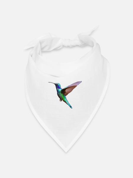 Kolibri – Vogelillustration - Bandana Dreieckstuch - Weiß