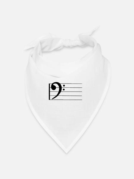 bass - Notenschlüssel - Bandana Dreieckstuch - Weiß