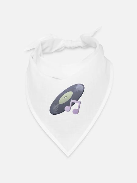 Schallplatte - Bandana Dreieckstuch - Weiß