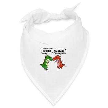 Umarme Mich T-Rex Dinosaurier Dino Tyrannosaurus - Bandana Dreieckstuch - Weiß - Vorne
