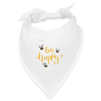 bee happy - Bandana Dreieckstuch - Weiß - Vorne