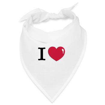 I love - ich liebe - Bandana Dreieckstuch - Weiß - Vorne