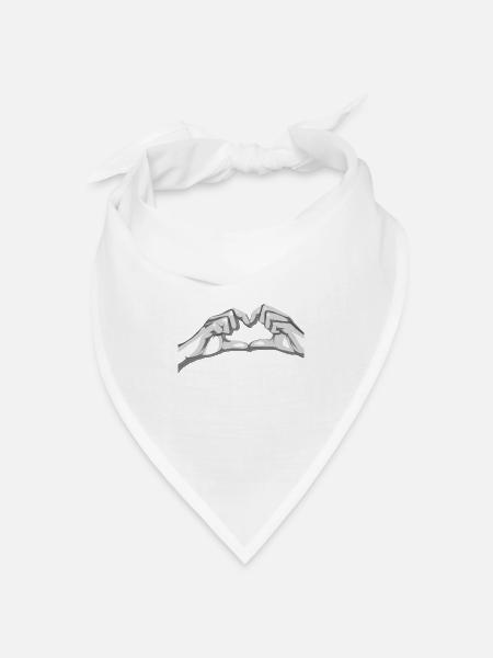 Hände Herz (Heart Hand) - Bandana Dreieckstuch - Weiß