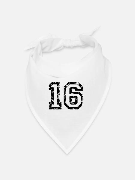 Zahl 16 - Nummer 16 (Vintage Weiß) Nr.16 - Bandana Dreieckstuch - Weiß