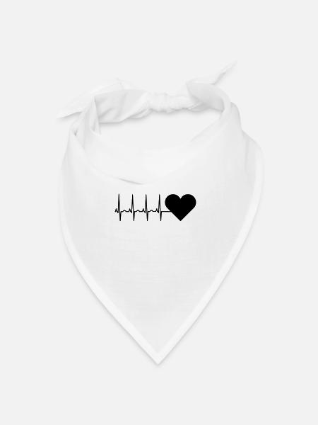 Herzfrequenz Herzschlag EKG Herz Frequenz - Bandana Dreieckstuch - Weiß