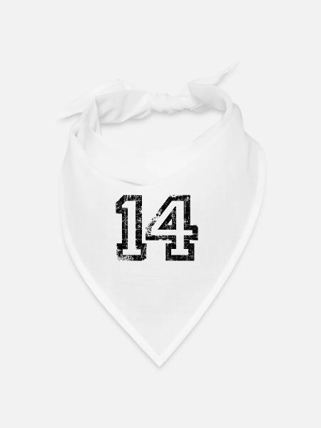 Zahl 14 (Vintage Weiß) 14. Geburtstag Nr. 14 - Bandana Dreieckstuch - Weiß