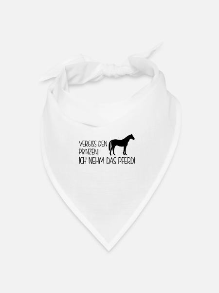 Pferdesprüche - vergiss den prinzen - Bandana Dreieckstuch - Weiß