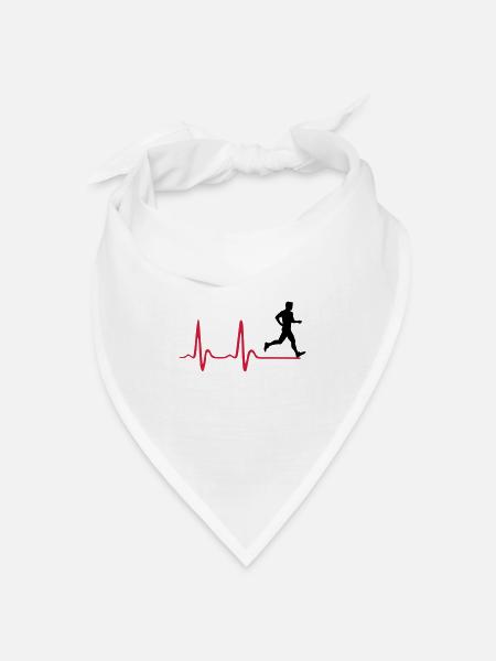 Laufen, Läufer und Herzschlag - Bandana Dreieckstuch - Weiß