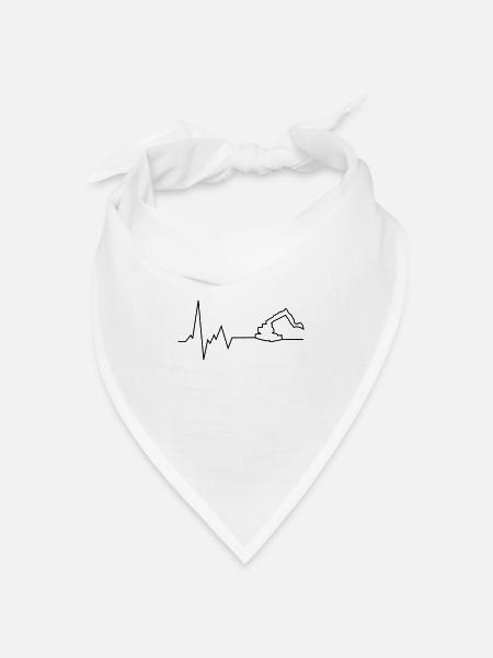 herzschlag bagger - Bandana Dreieckstuch - Weiß