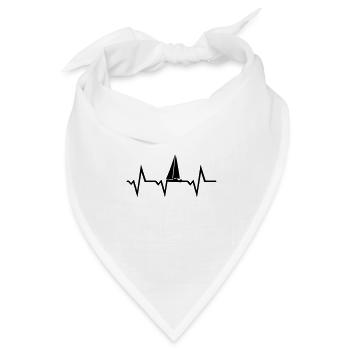 Segeln EKG Herzschlag - Bandana Dreieckstuch - Weiß - Vorne