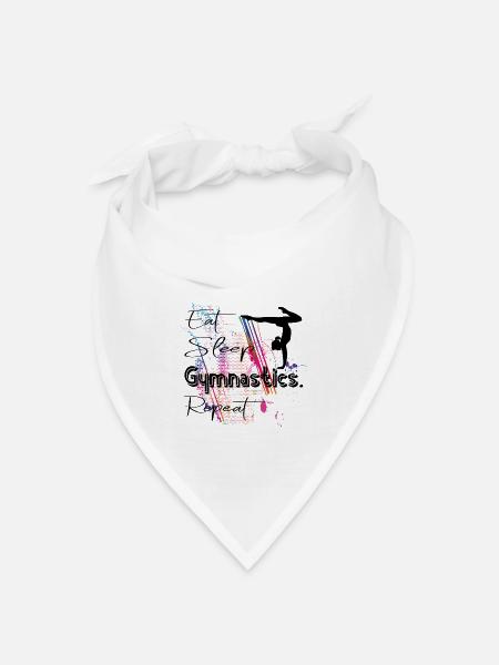 Eat Sleep Gymnastics Repeat Turnen Gymnastik - Bandana Dreieckstuch - Weiß