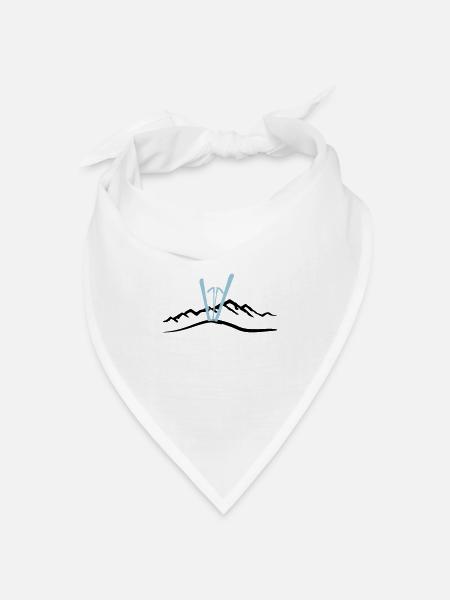 Ski und Berg, Skifahen - Bandana Dreieckstuch - Weiß